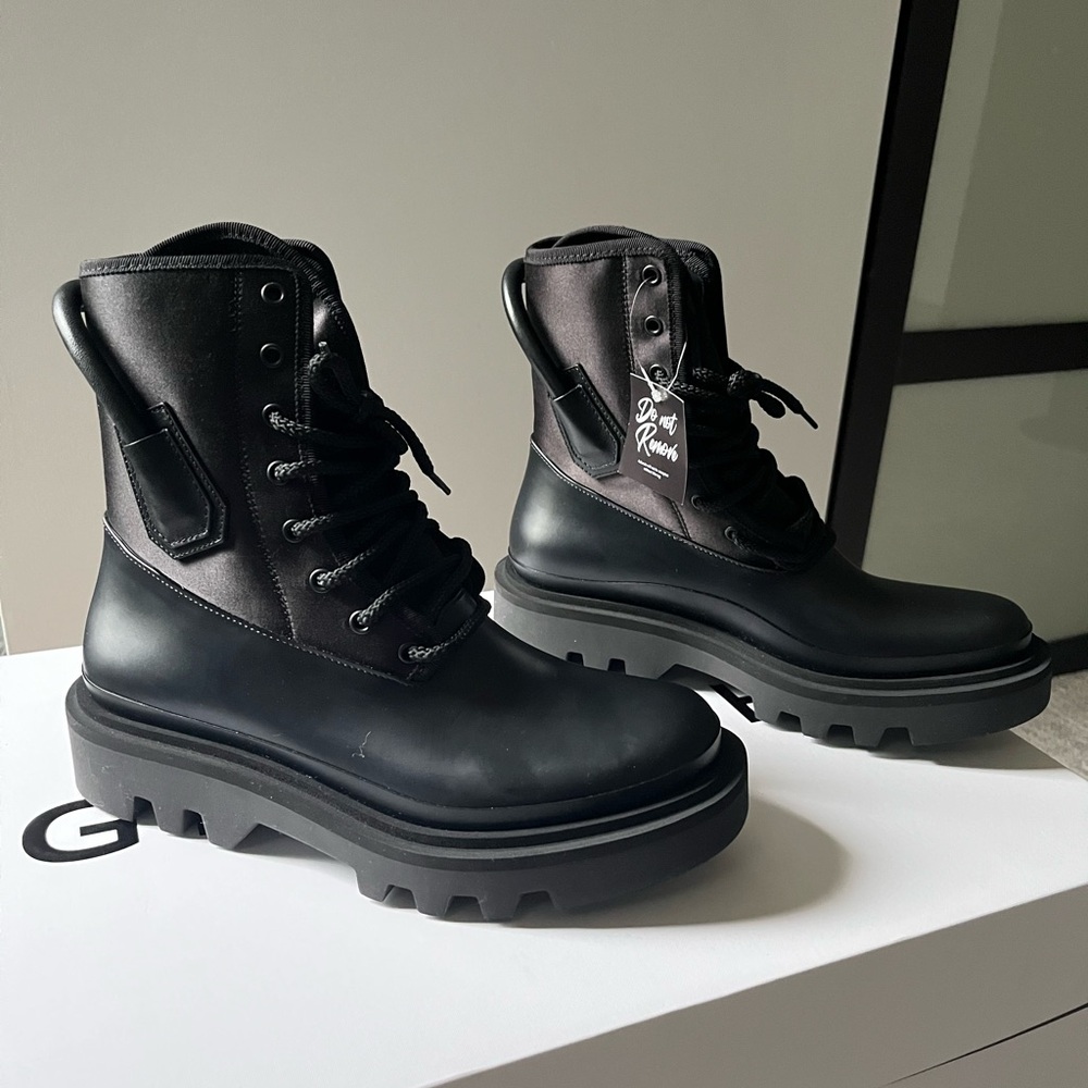 Givenchy Black Leather Combat Boots - Picture 4 of 5